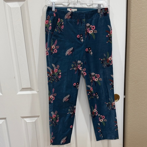 Boden Velvet Sackville Floral Print Pants size 4